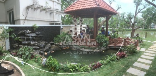 Toàn cảnh thi công hồ cá koi Vincom, Long Biên
